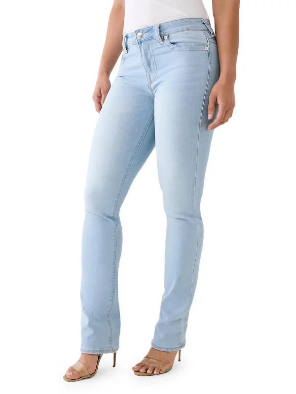 Women's Work Outfit For The Office Billie Womens Mid-Rise Light Wash Straight Leg Jeans