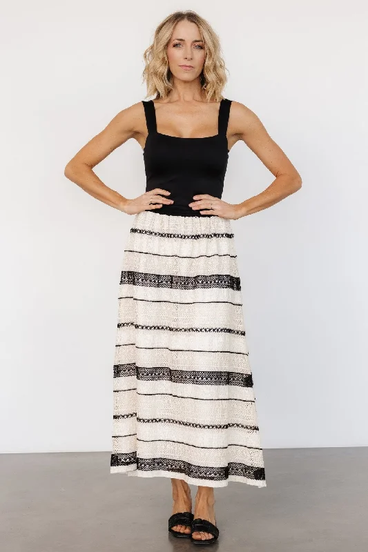 Women's Comfortable Clothes For Weekends Alondra Woven Skirt | Cream + Black