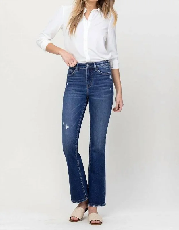 Women's Vacation Attire Benny High Rise Crop Flare Jean In Blue