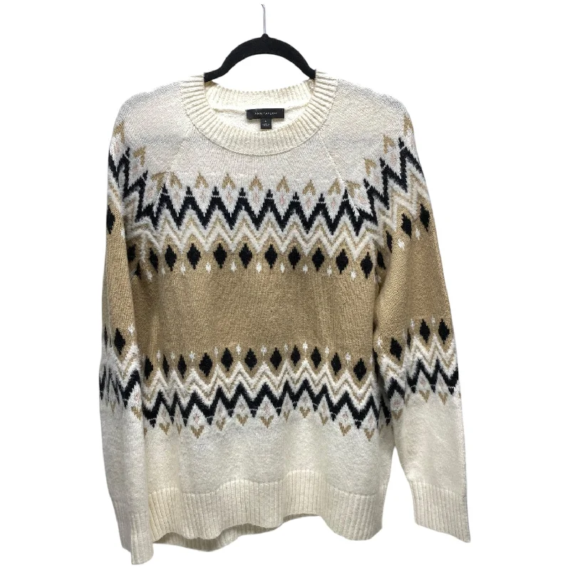 Sweater By Ann Taylor In Brown & Cream, Size: L