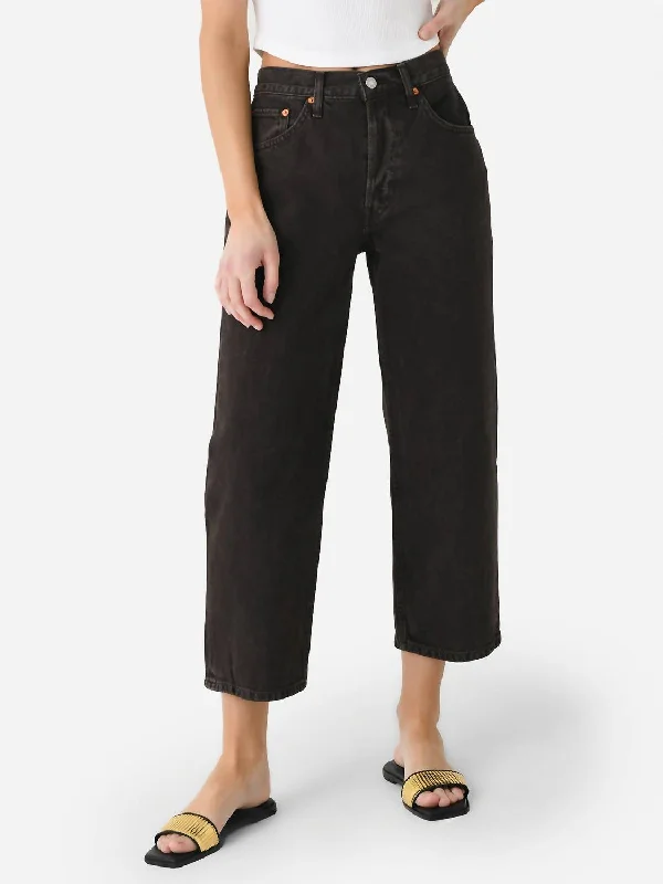 Comfortable Casual Wear Loose Crop Jean In Cocoa