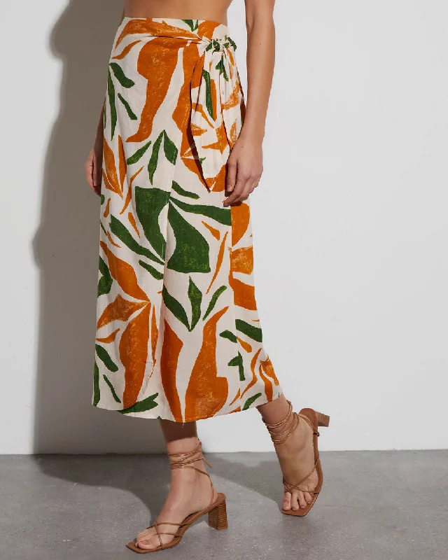 Comfortable Women's Attire Rainforest Printed Wrap Midi Skirt