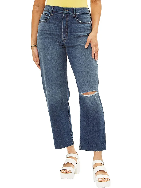 Women's Transitional Outfit Kass Womens High-Rise Ankle Straight Leg Jeans