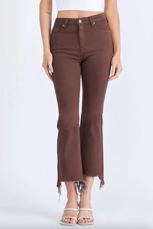 Women's Transitional Attire Women's Happi High Rise Crop Flare Jean In Cocoa