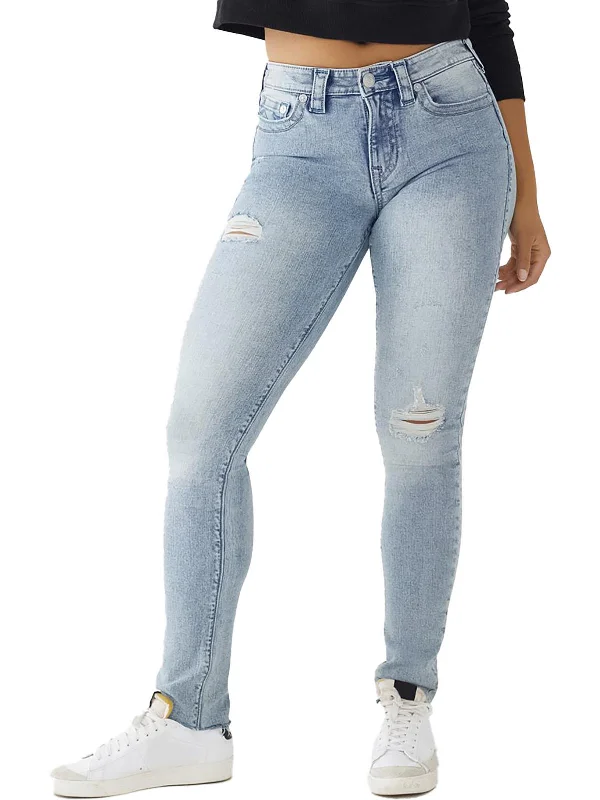 Classic Women's Apparel Stella Womens Mid-Rise Destroyed Skinny Jeans