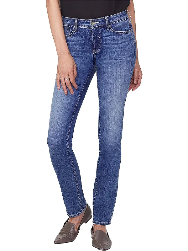 Women's Clothing Womens Mid-Rise Medium Wash Slim Jeans