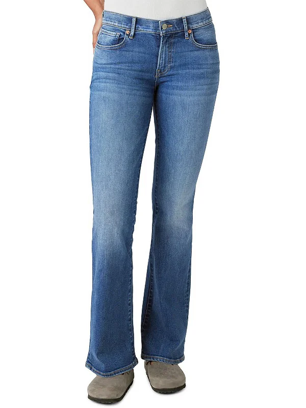 Women's Casual Wear Clothing Sweet Womens Mid-Rise Medium Wash Flare Jeans