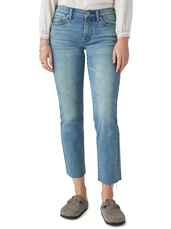 Women's Clothes For Outdoor Events Sweet Womens Mid-Rise Raw Hem Cropped Jeans