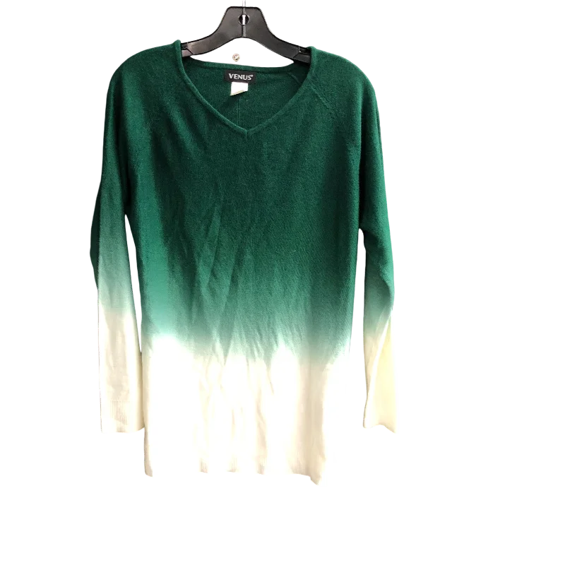 Sweater By Venus In Green & White, Size: M