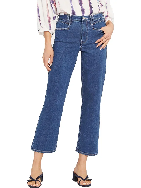 Vintage-Inspired Garments Womens Ankle Relaxed Straight Leg Jeans