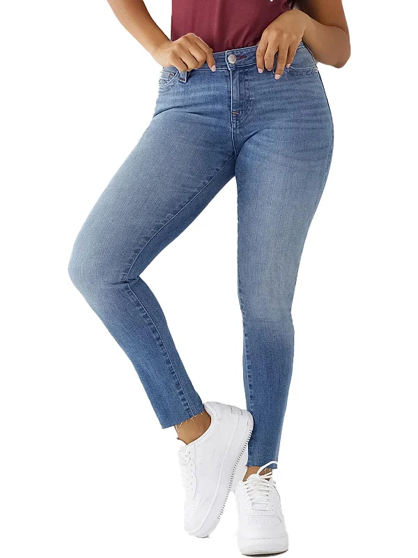 Modern Women's Apparel Jennie Curvy Womens Mid-Rise Medium Wash Skinny Jeans