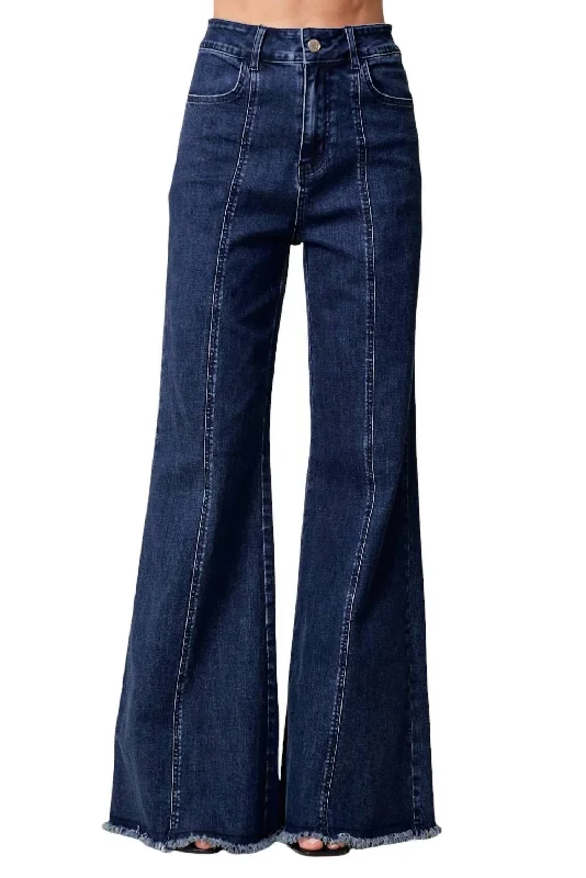 Clothing Sales Wide Leg Palazzo Denim Jeans In Dark Wash