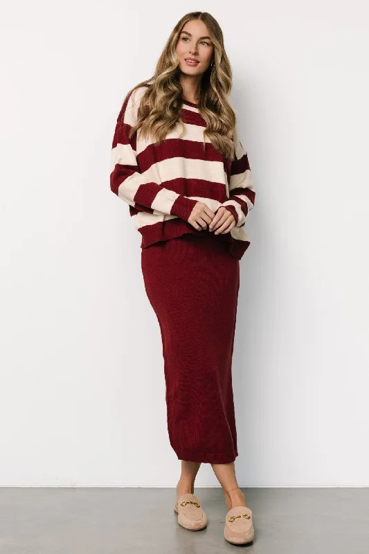 Modern Women's Clothes Carlotta Sweater + Skirt Set | Burgundy + Cream