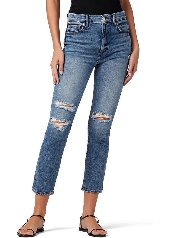 Women's Vacation Clothes The Luna Womens High-Rise Crop Cigarette Jeans