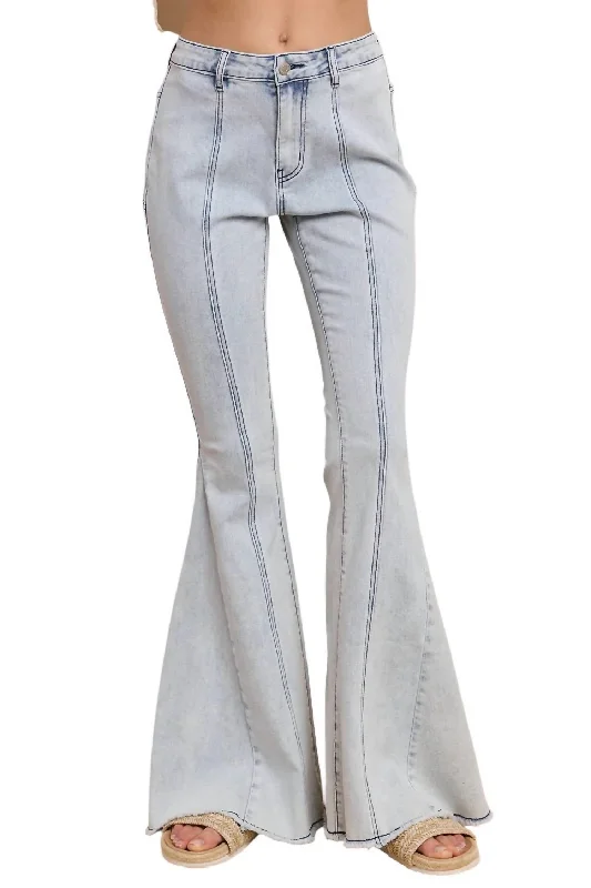 New Arrival Discount Star Flared Denim Pants In Light Wash