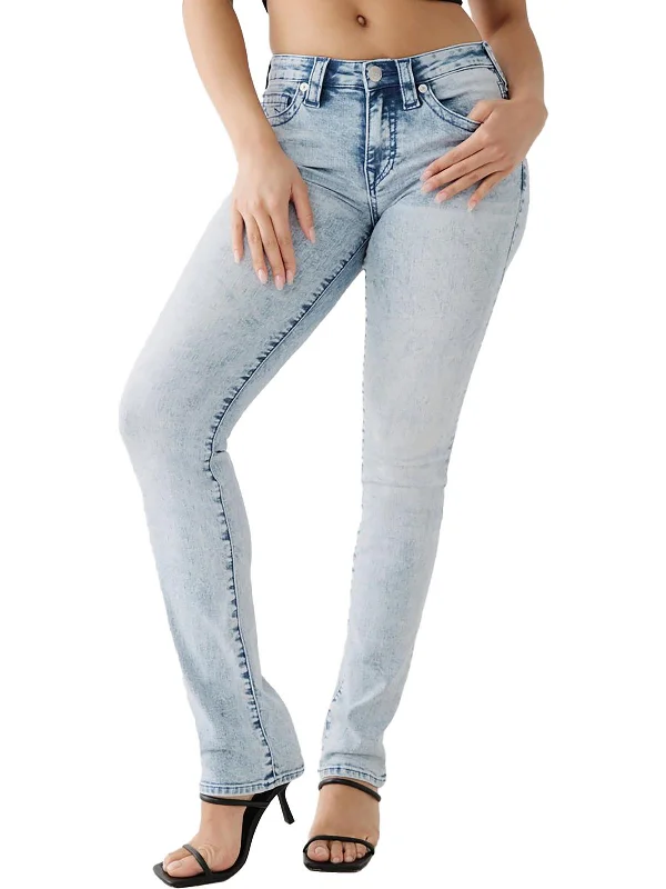 Women's High-Fashion Outfit Billie Womens Mid-Rise Light Wash Straight Leg Jeans