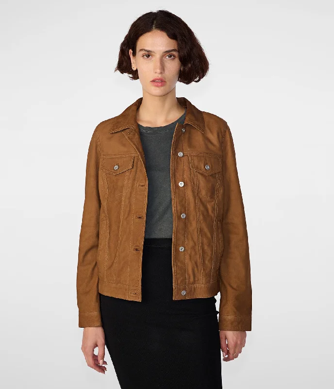 Online Boutiques Best Chloe Leather Trucker Jacket