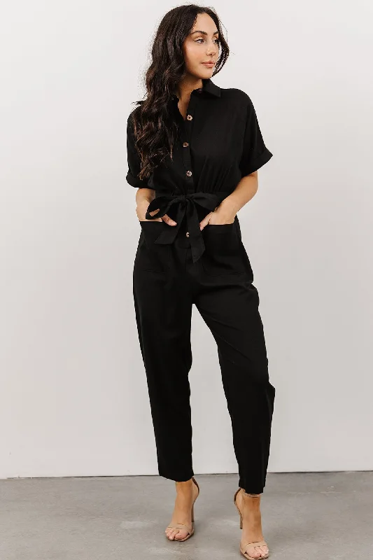 Women's Stylish Casual Garments Dallas Button Up Jumpsuit | Black