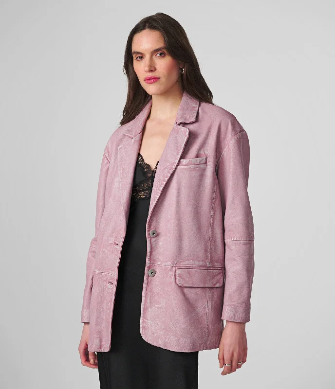 Women's Elegant Evening Attire Haven Denim Leather Blazer