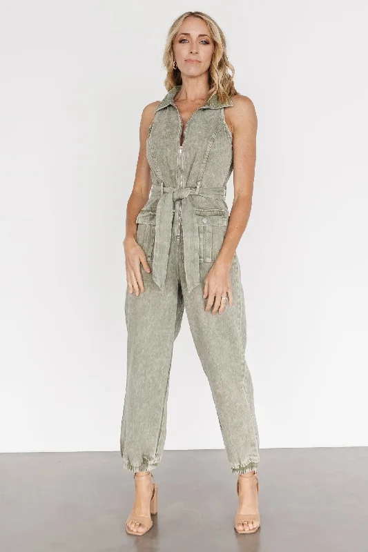 Affordable Luxury Women's Garments Zahara Sleeveless Jumpsuit | Washed Olive