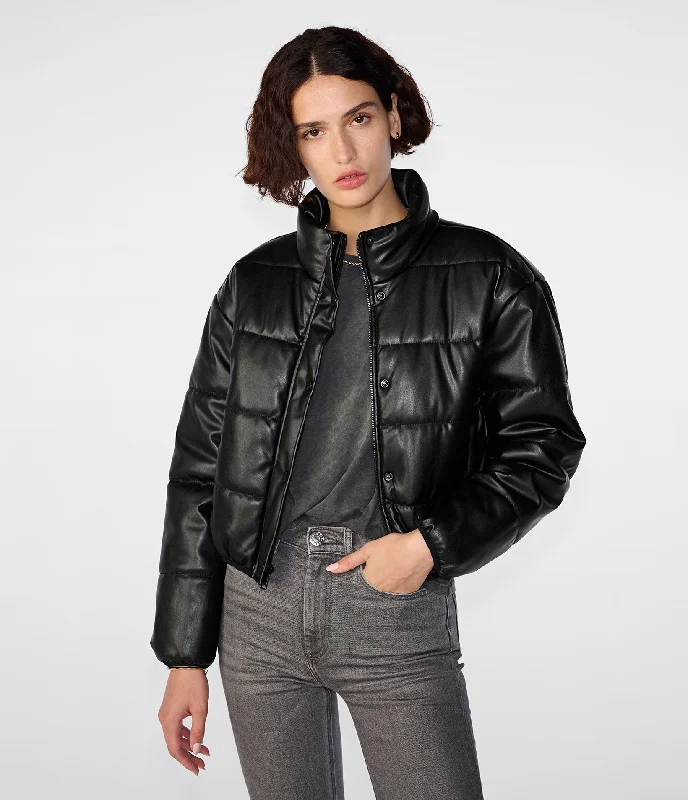 End Of Season Sale Clothing Faux Leather Puffer Jacket