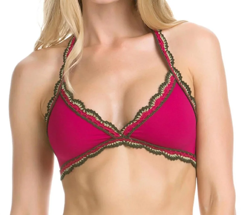 Women's Casual Wear Clothing Medina Crochet Halter Bikini Top (Up To D-Cup) In Raspberry