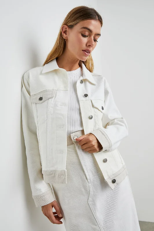 Unique Women's Fashion Pieces MULHOLLAND JACKET - ECRU PATCHWORK