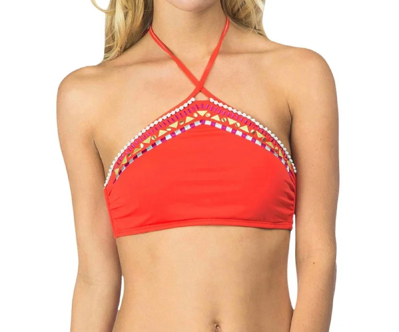 Bold and Elegant Women's Fashion Embroidered Triangle Bikini Top In Bik Bright Eyed Girl