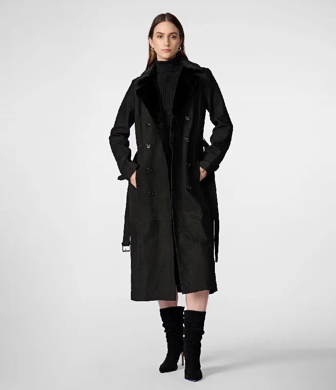 Women's Evening Wear Attire Savannah Faux Fur Trench