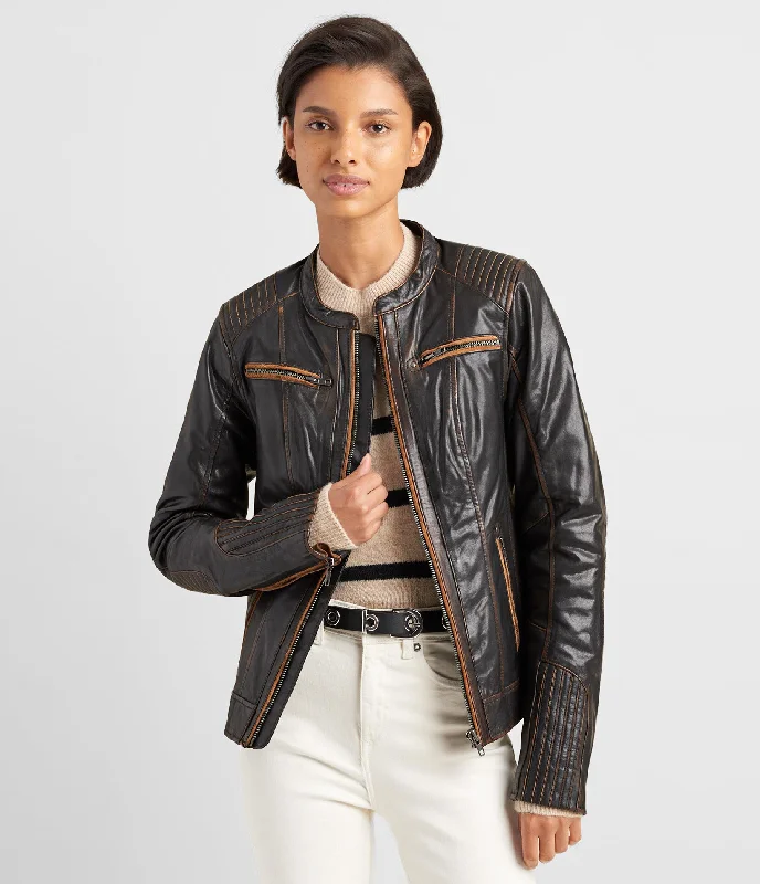 Online Boutiques Clothing Performance Ribbed Shoulder Motorcycle Jacket