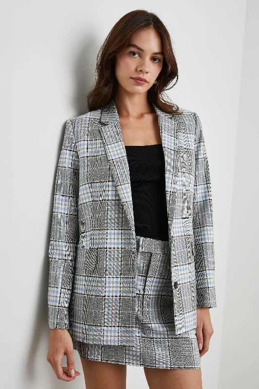 Comfortable Casual Women's Clothing STANTON BLAZER - COCOA SKY CHECK