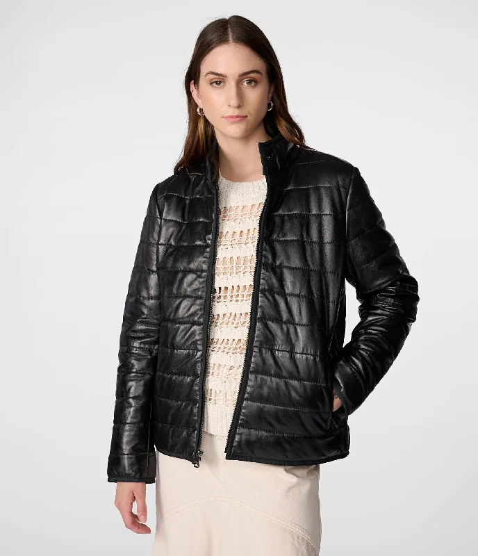 Women's Elegant Garments Katrina Leather Packable Puffer Jacket