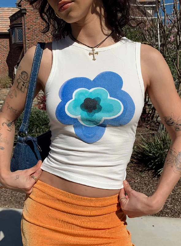 Exclusive Sale On Women's Fashion – Shop Now For Less Aspects Flower Tank White