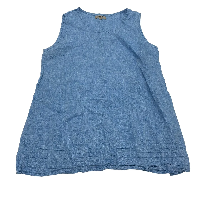 Women's High-Fashion Clothes BLUE TUNIC SLEEVELESS by FLAX Size:L