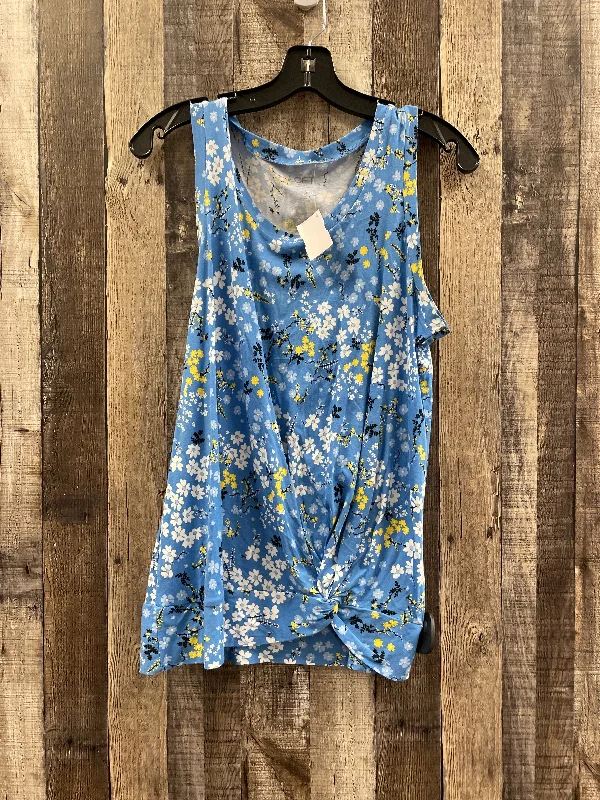 Plus-Size Women's Clothing Blue Top Sleeveless Loft, Size M