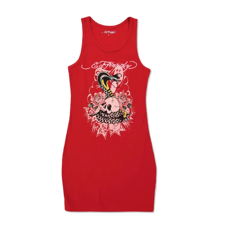 Women's Evening Outfit Cobra Rib Tank Dress In Red