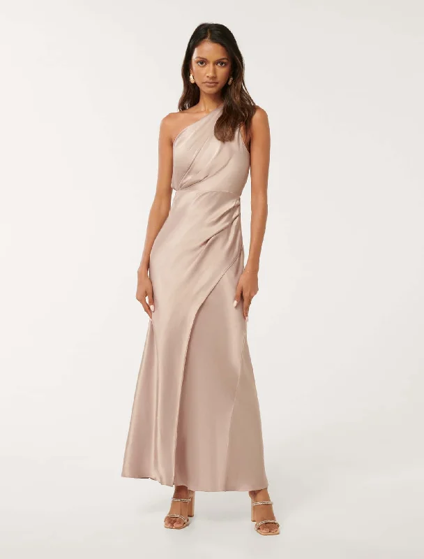 Affordable Luxury Women's Apparel Emily Petite One Shoulder Maxi Dress