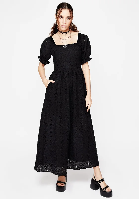 Outfits Ideas Euthymia Broderie Puff Sleeve Maxi Dress