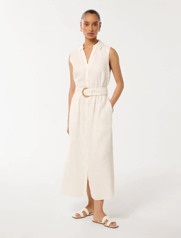 Women's Trendy Attire Pippa Petite Collared Button Front Linen Midi Dress