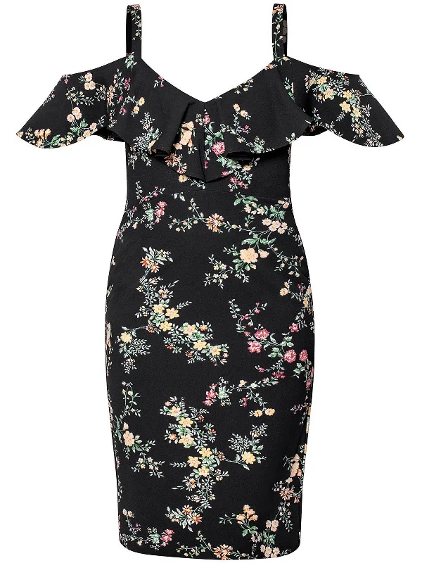 Women's Travel Apparel Plus Marcella Womens Cold Shoulder Floral Midi Dress