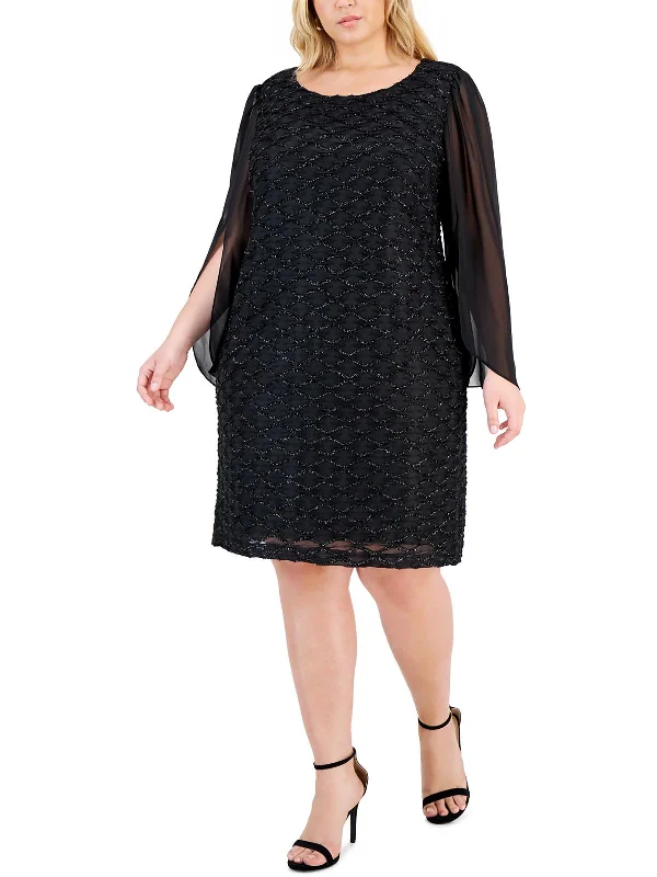 End of Season Sale Plus Womens Jacquard Knee Sheath Dress