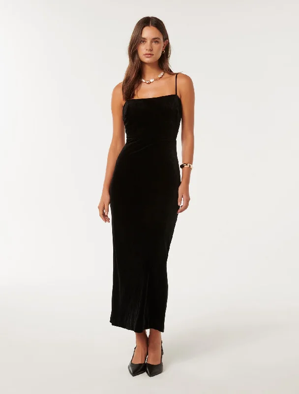 Top 10 Women's Online Clothing Stores Skyler Strappy Velvet Midi Dress