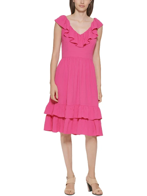 Bundle Offer Womens Ruffled V-Neck Fit & Flare Dress